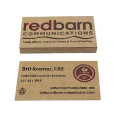 Recycled Business Cards -Red and Brown Ink on Brown Kraft