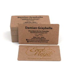 Letterpress Business Cards with Foil Stamp - Rounded Corners, Brown Kraft