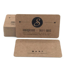 Rounded Corner Business Cards - Recycled Brown Kraft 20pt Chipboard