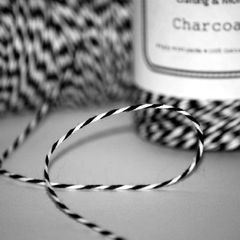 Bakers Twine - Twisted Charcoal Black and White Twine Spool - Perfect for hang tags & gift tags