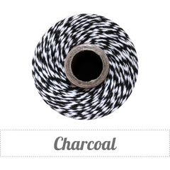 Bakers Twine - Twisted Charcoal Black and White Twine Spool - 100% Cotton, Made in USA