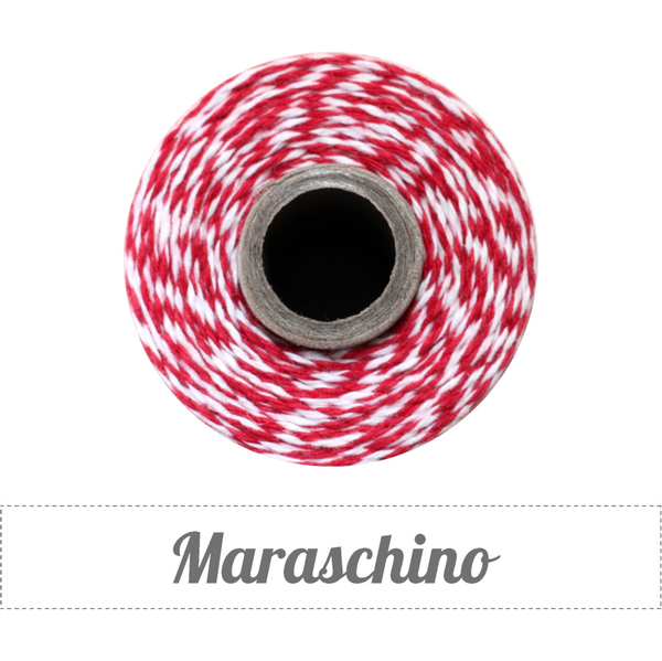 Bakers Twine - Twisted Maraschino Red and White Twine Spool - Bright and sassy